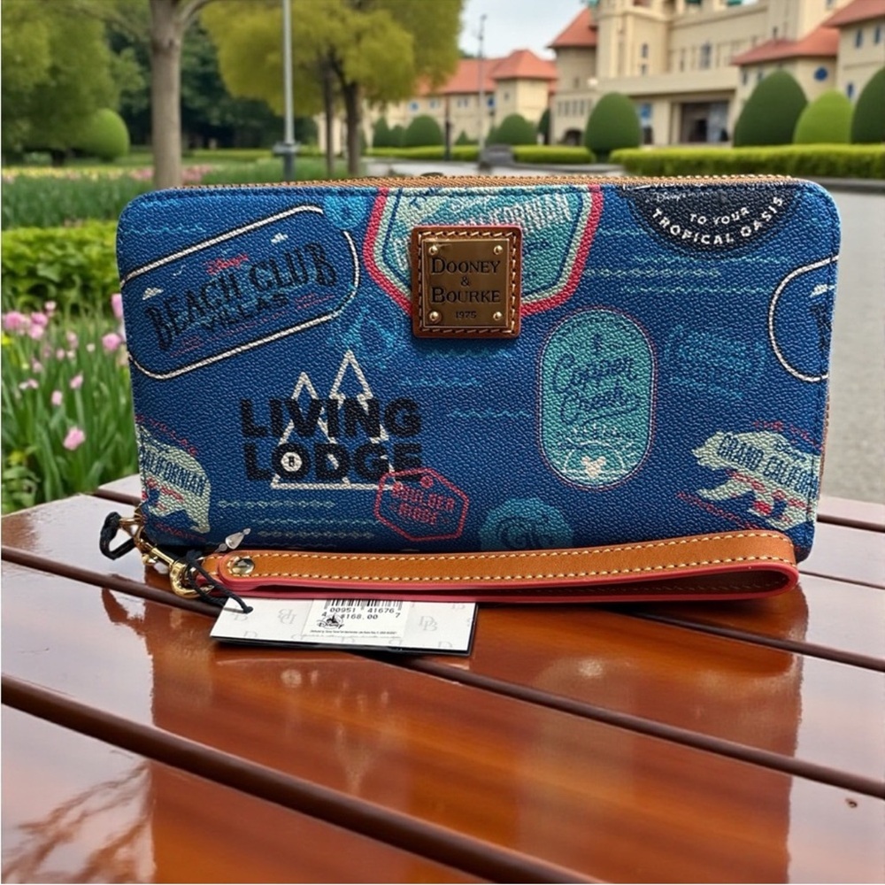 Dooney & Bourke X Disney NWT Blue Graphic Zip Long Wallet w/Detachable Strap - Picture 8 of 8